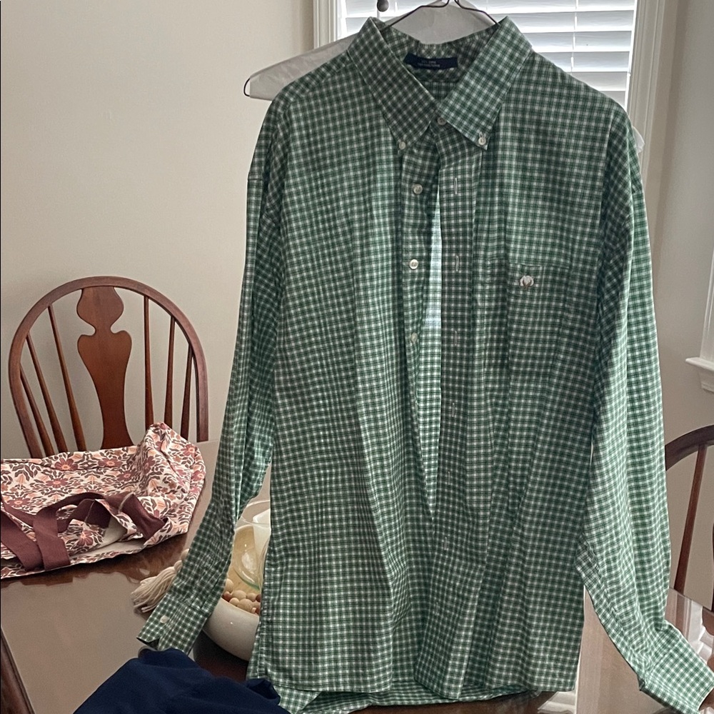 Men's Green Checkered Dress Shirt